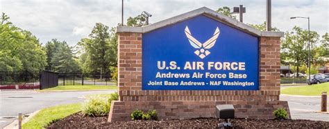 Joint base andrews md - Directory. 1191 Menoher Dr, Andrews AFB, MD 20762. 301-981-1110. Andrews AFB (Joint Base Andrews) Official Website. The result of the union of Andrews AFB and Naval Air Facility Washington in 2009 is Joint Base Andrews, located in Maryland near Washington DC. The base is operated by the 11th Wing of the Air Force District of Washington.